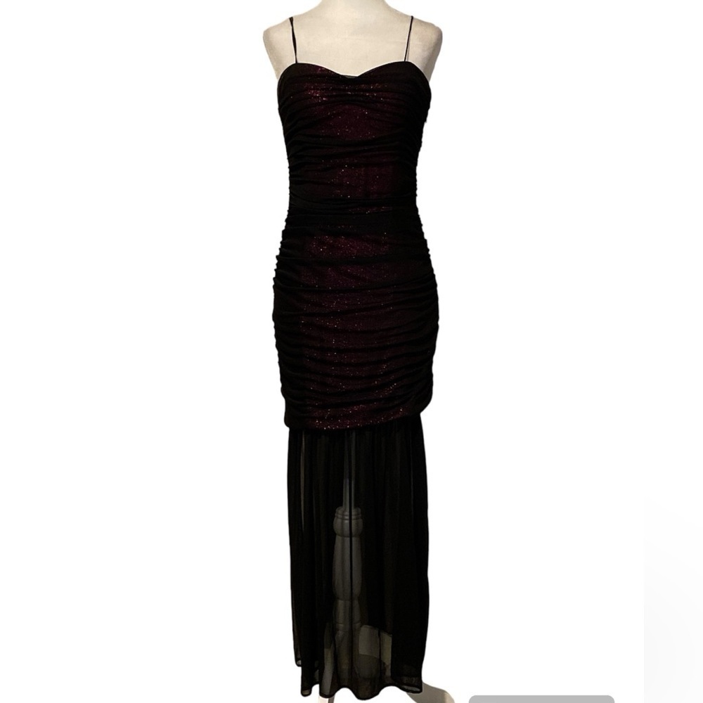 Vintage 90’s M.X.I. Black and hot pink sparkle mesh dress